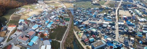 사진은 안덕면 명당1리(좌)와 현서면 구산2리/사진=청송군 제공